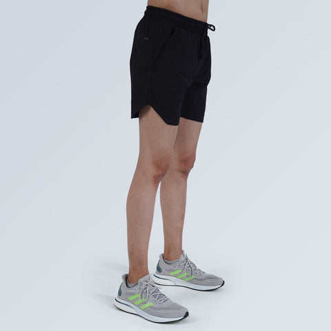 Hilton Aesthetics black performance gym shorts with flexible athletic design