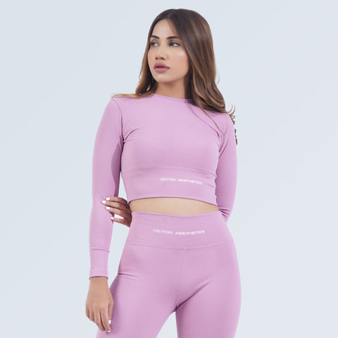 Women's Signature Rib Crop Top in plum with ribbed performance fabric by Hilton Aesthetics