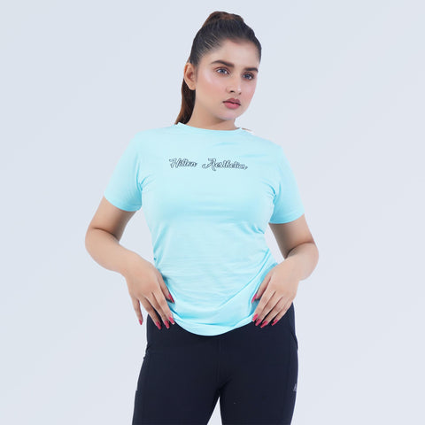 Women's Super Soft T-Shirt in pale turquoise with cotton stretch fabric by Hilton Aesthetics