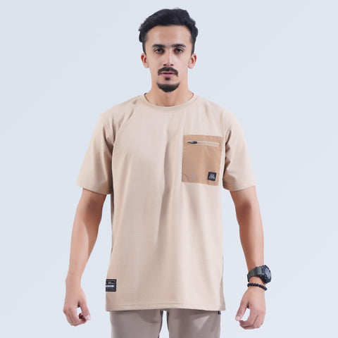 Men's Khaki Oversized T-Shirt with breathable fabric and Hilton Aesthetics logo