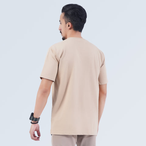 Men's Khaki Oversized T-Shirt with breathable fabric and Hilton Aesthetics logo