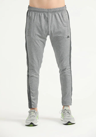 Grey Elite performance joggers with elastic waistband and tapered fit, front view