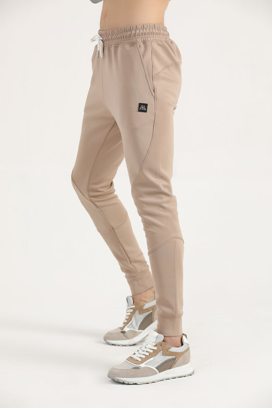 Elements Cuffed Joggers in Khaki – Hilton Aesthetics side view, performance fit sweatpants