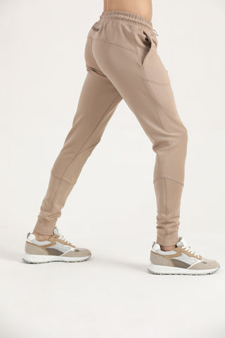Elements Cuffed Joggers in Khaki – Hilton Aesthetics stretch fit jogger, front angle