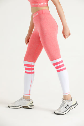 Women’s Stripe Performance Gym Leggings with elastic waistband and Hilton Aesthetics logo