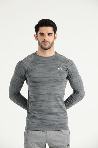 Heather Performance Long Sleeve T-Shirt with fitted sleeves and Hilton Aesthetics logo