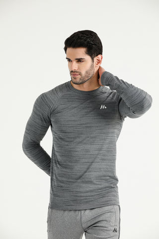 Heather Performance Long Sleeve T-Shirt with fitted sleeves and Hilton Aesthetics logo