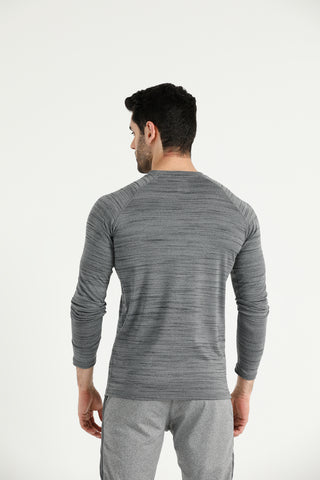Heather Performance Long Sleeve T-Shirt with fitted sleeves and Hilton Aesthetics logo