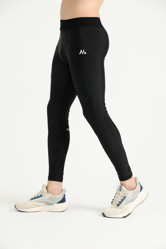 Men's Black Base Layer Compression Leggings Front View | Hilton Aesthetics