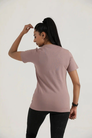 Hilton Aesthetics Women's Vital Tee in Rosy Brown, designed for workouts, fitness, and casual comfort.