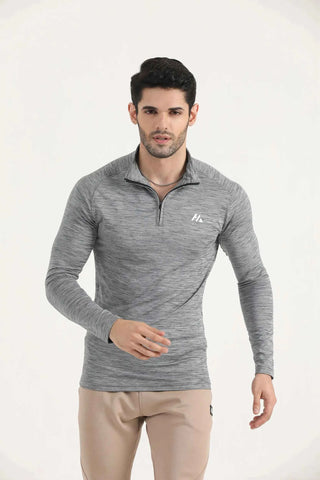 Men’s Energy Muscle-Fit Quarter-Zip Training Top with funnel neck and Hilton Aesthetics logo