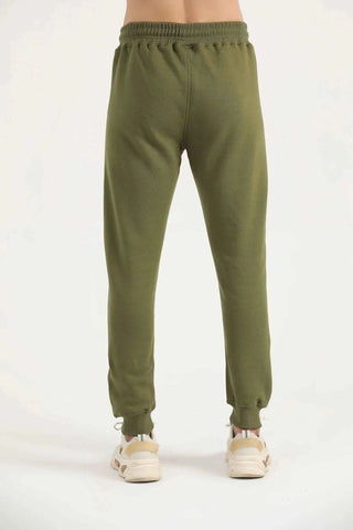 Back view of men’s dark olive green Hilton Aesthetics Flexx Joggers